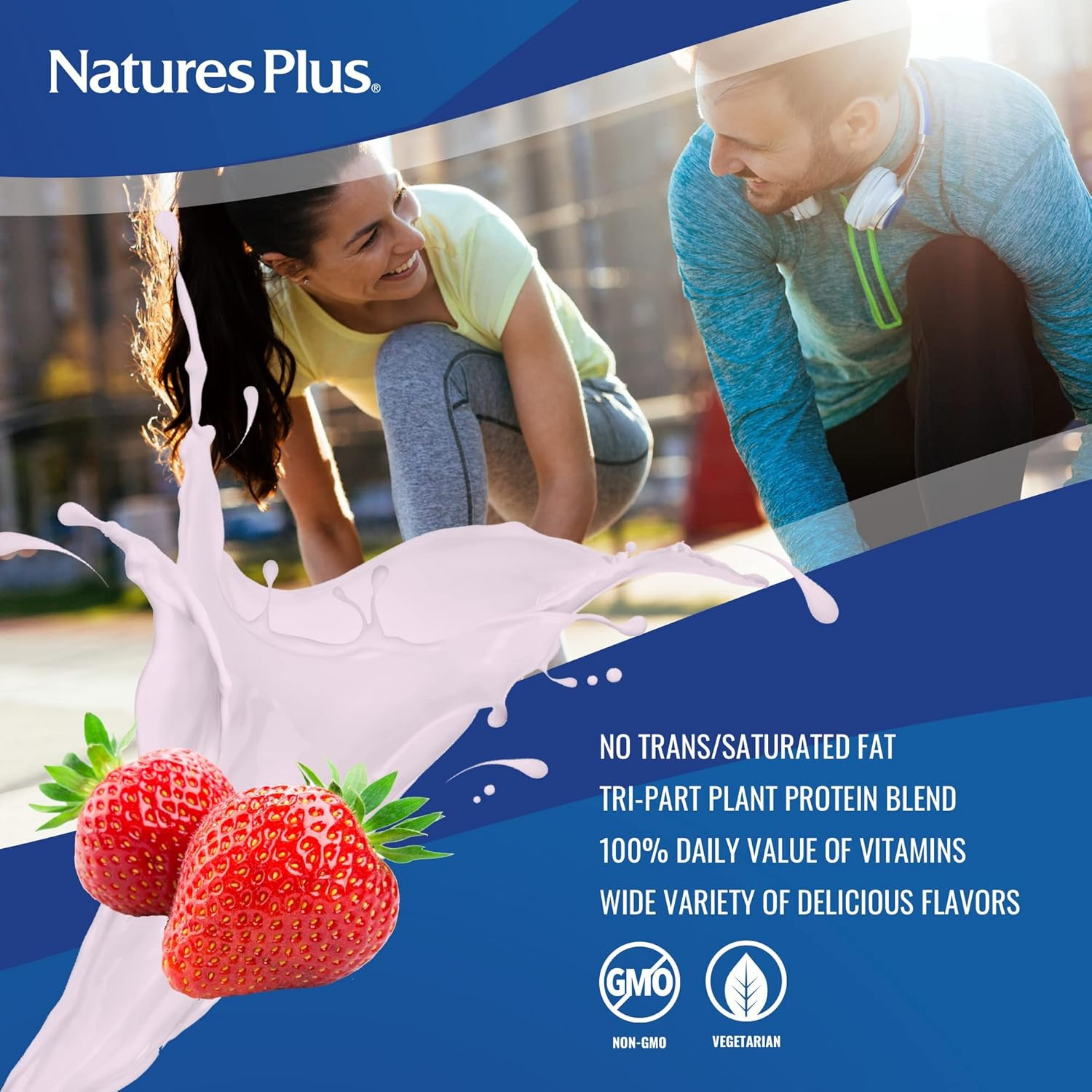 NaturesPlus, SPIRU-TEIN Protein Powder Meal, Strawberry, 8 Packets