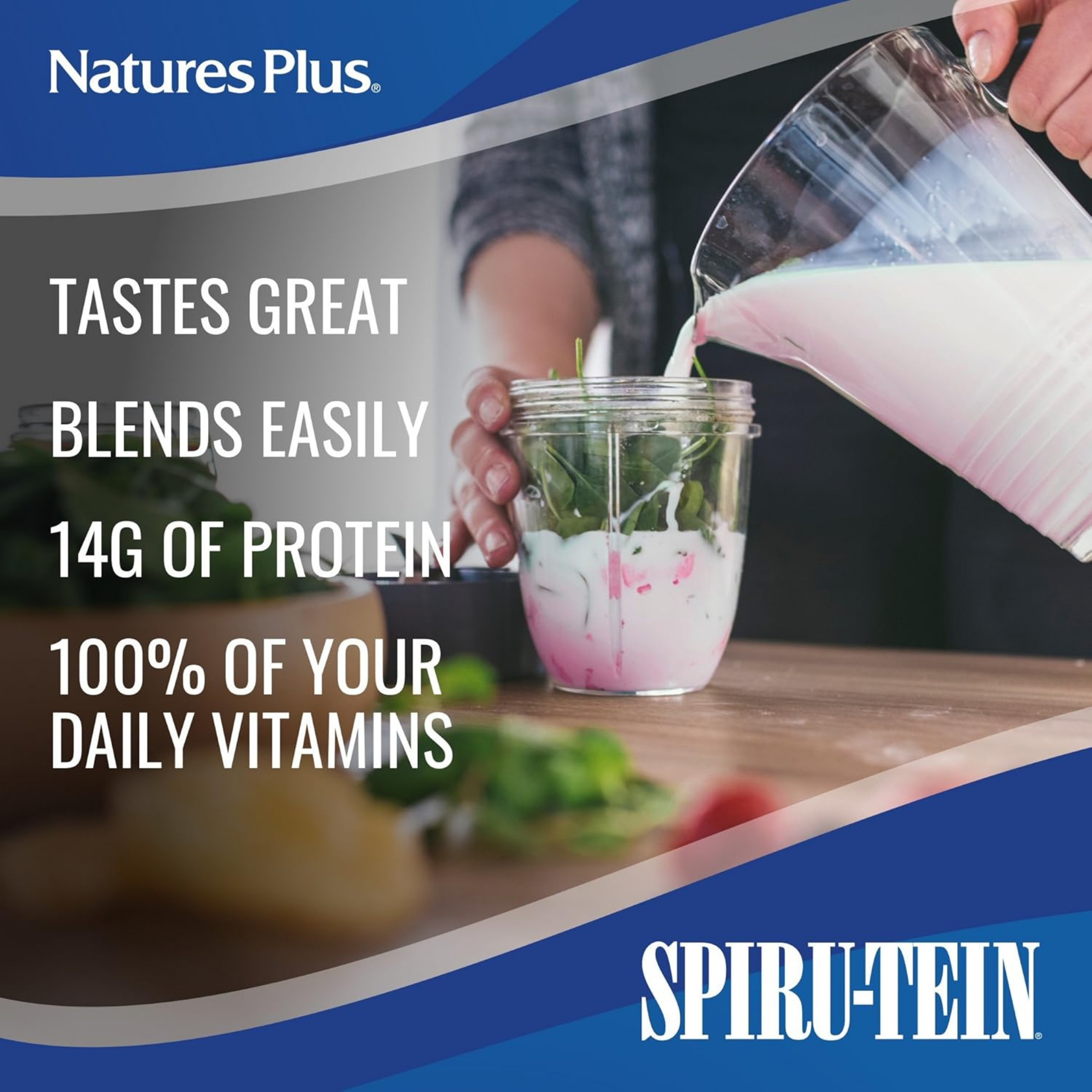 NaturesPlus, SPIRU-TEIN Protein Powder Meal, Strawberry, 8 Packets