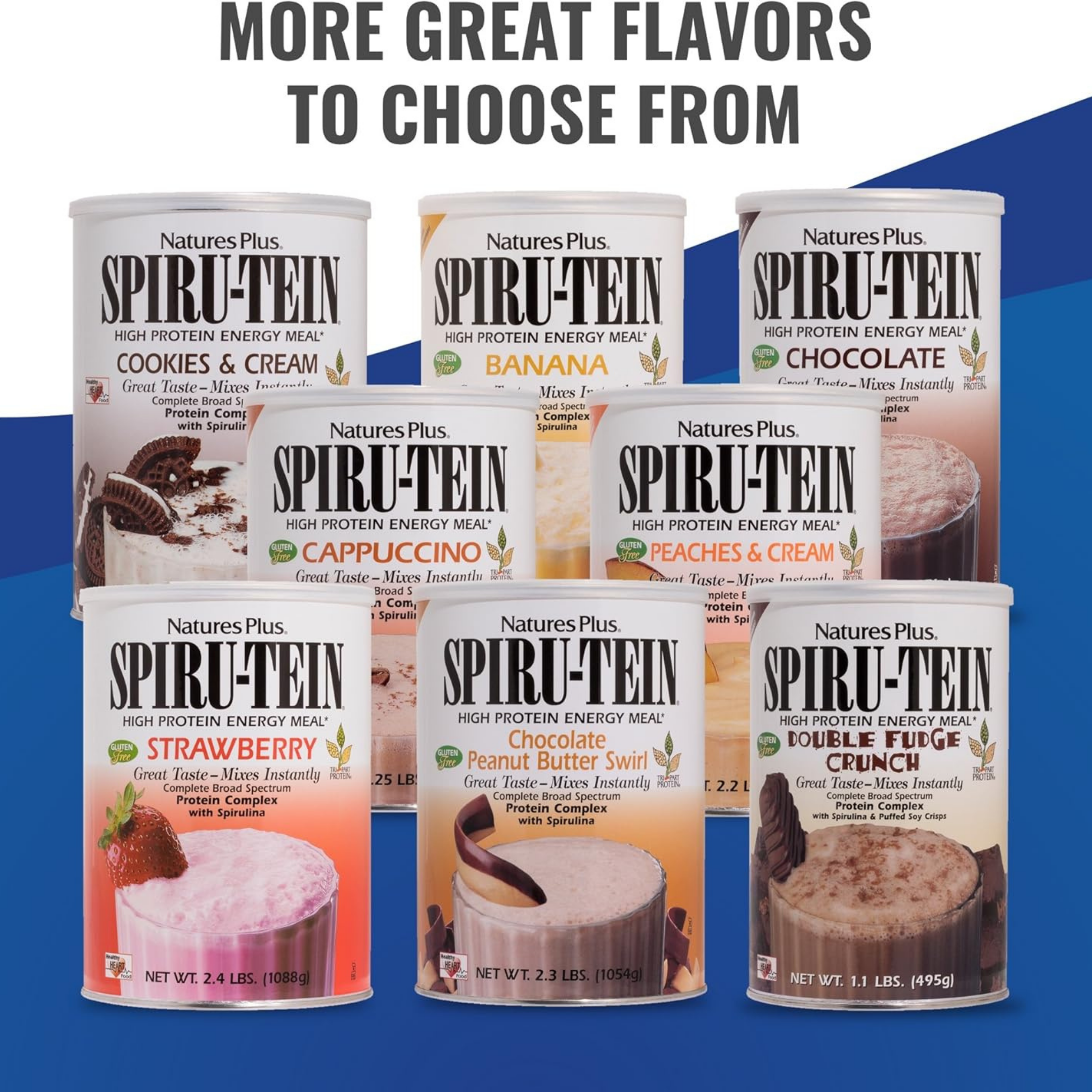 NaturesPlus, SPIRU-TEIN Protein Powder Meal, Strawberry, 8 Packets
