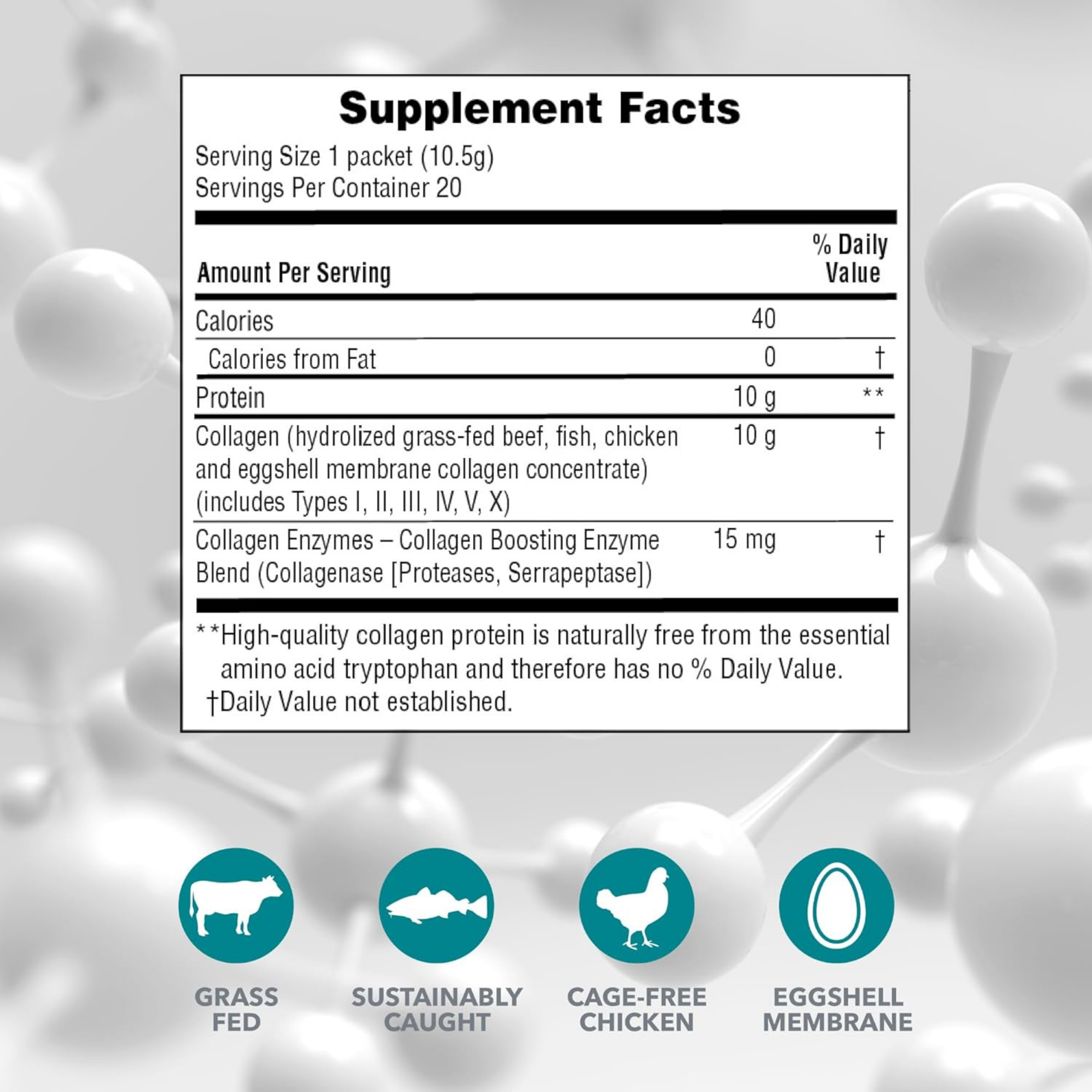 NaturesPlus, Collagen Peptides, 20 Stick Packets, 0.37 Oz