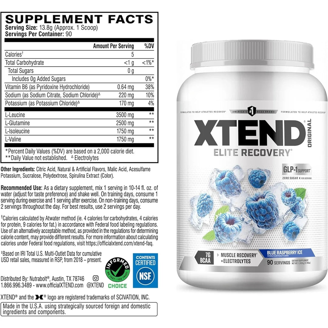 XTEND, 7G BCAA, Blue Raspberry Ice, 2.74 lbs (1.242 kg)