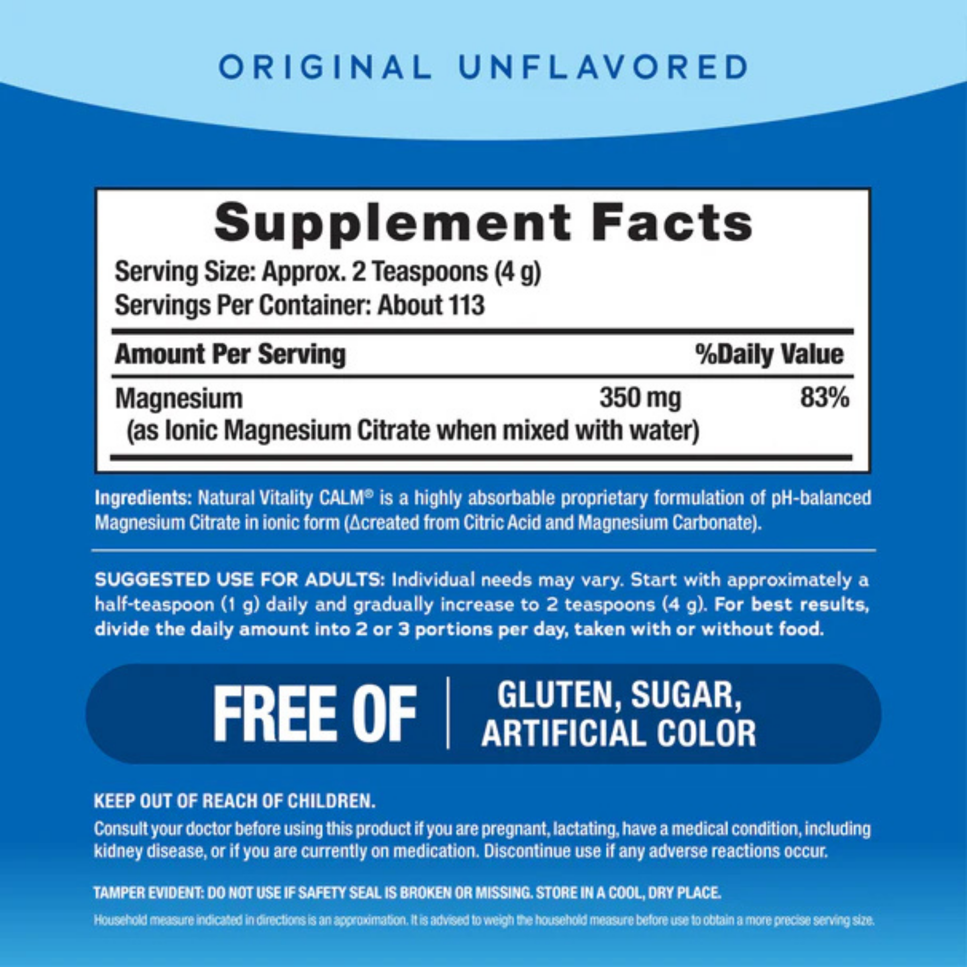 Natural Vitality, CALM, Relaxing Drink Mix, Original Unflavored , 16 oz, 453 g