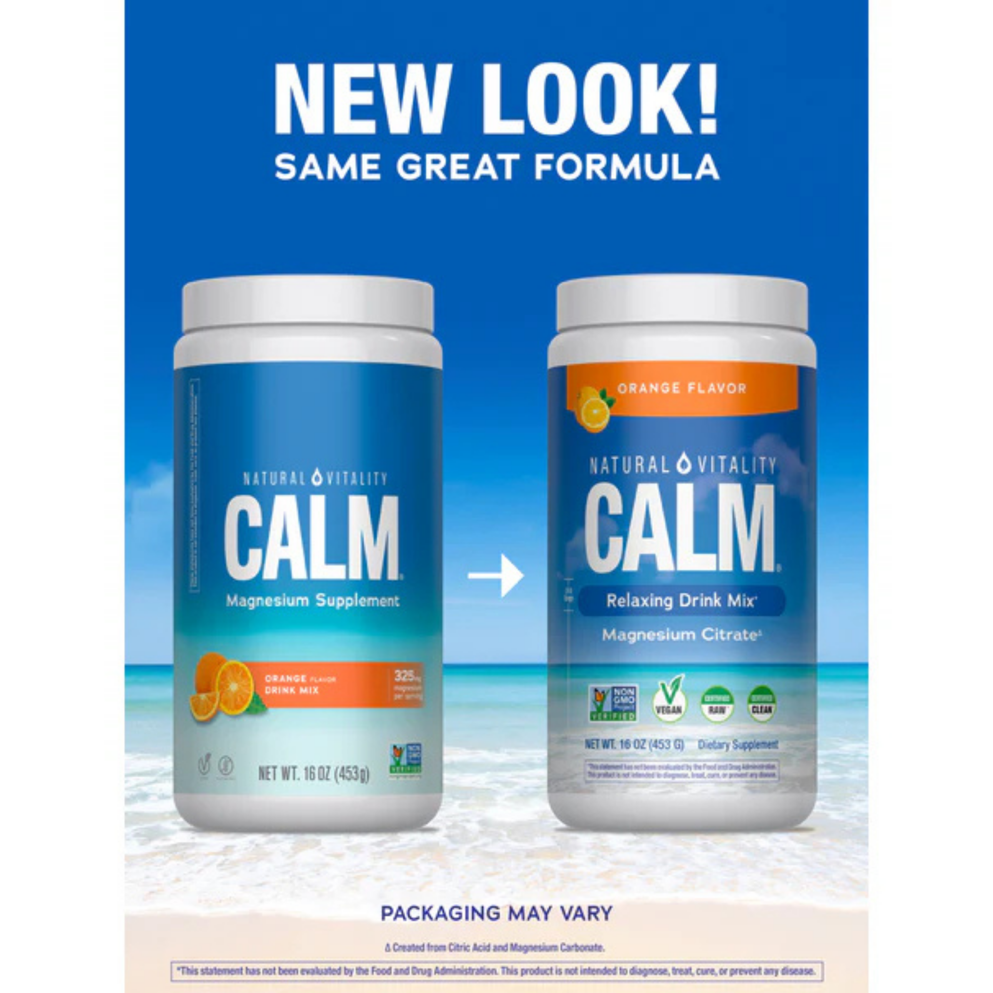 Natural Vitality, CALM, Relaxing Drink Mix, Orange, 16 oz, 453 g