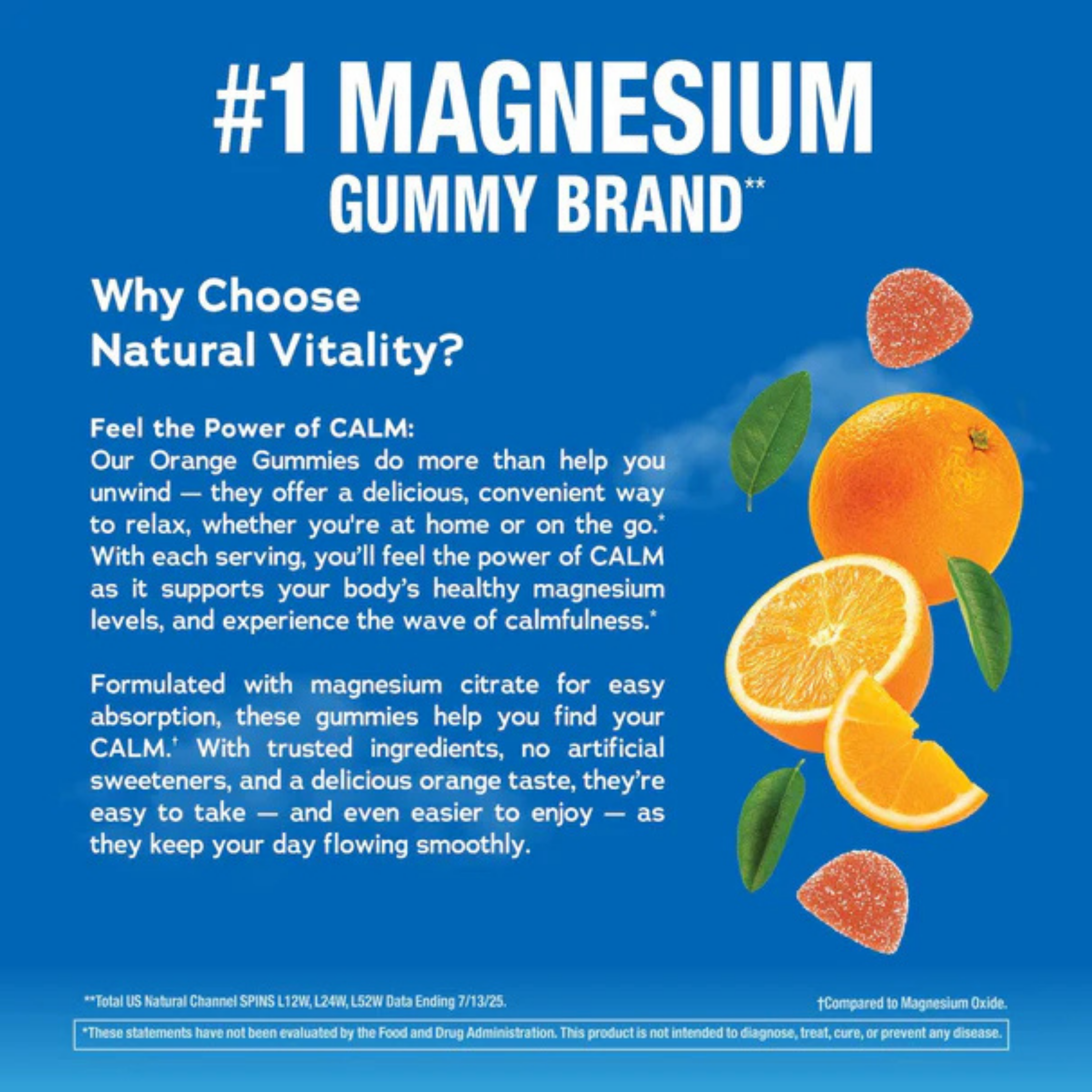 Natural Vitality, CALM, Magnesium Citrate, Orange, 120 Gummies