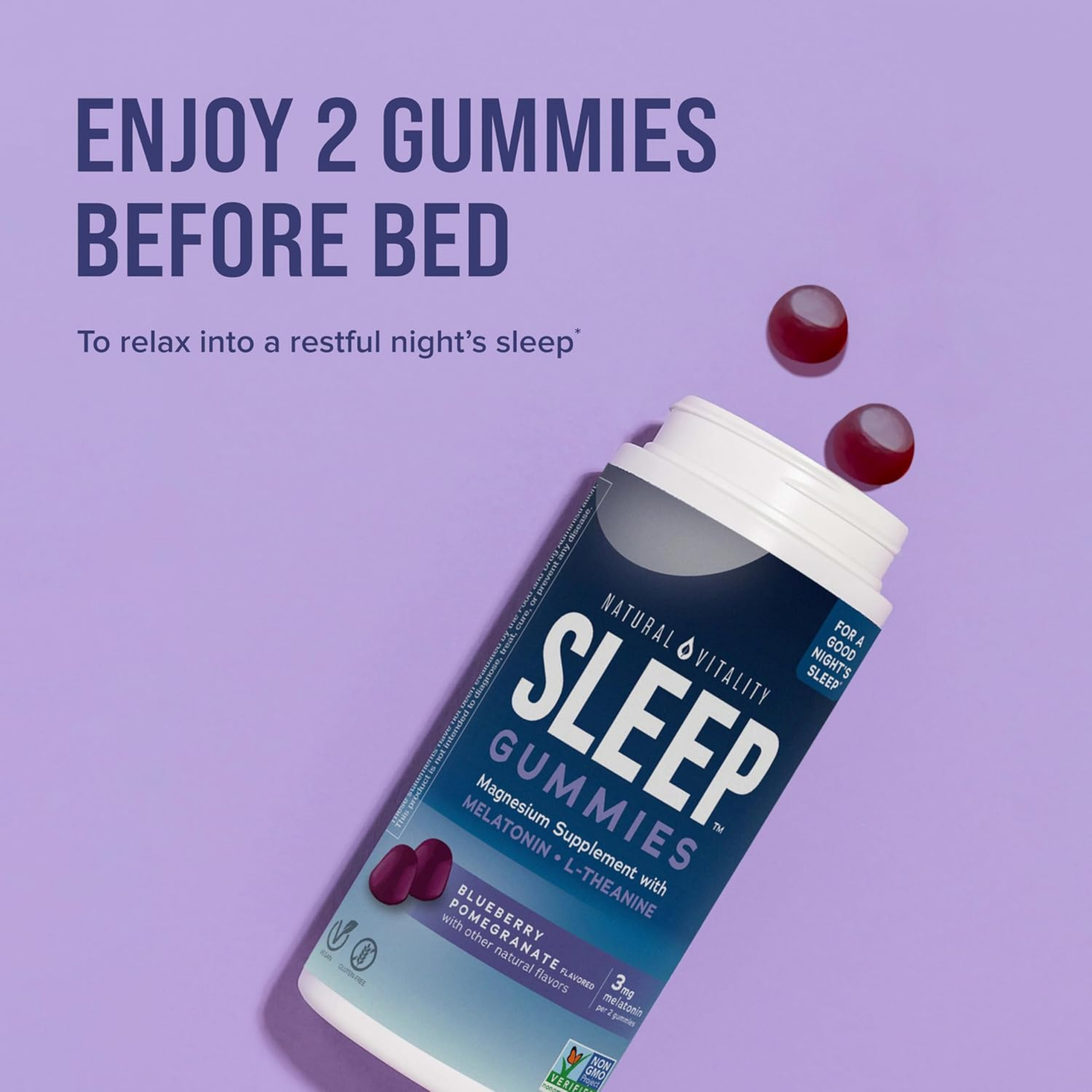 Natural Vitality, Sleep Gummies, Blueberry Pomegranate, 120 Gummies