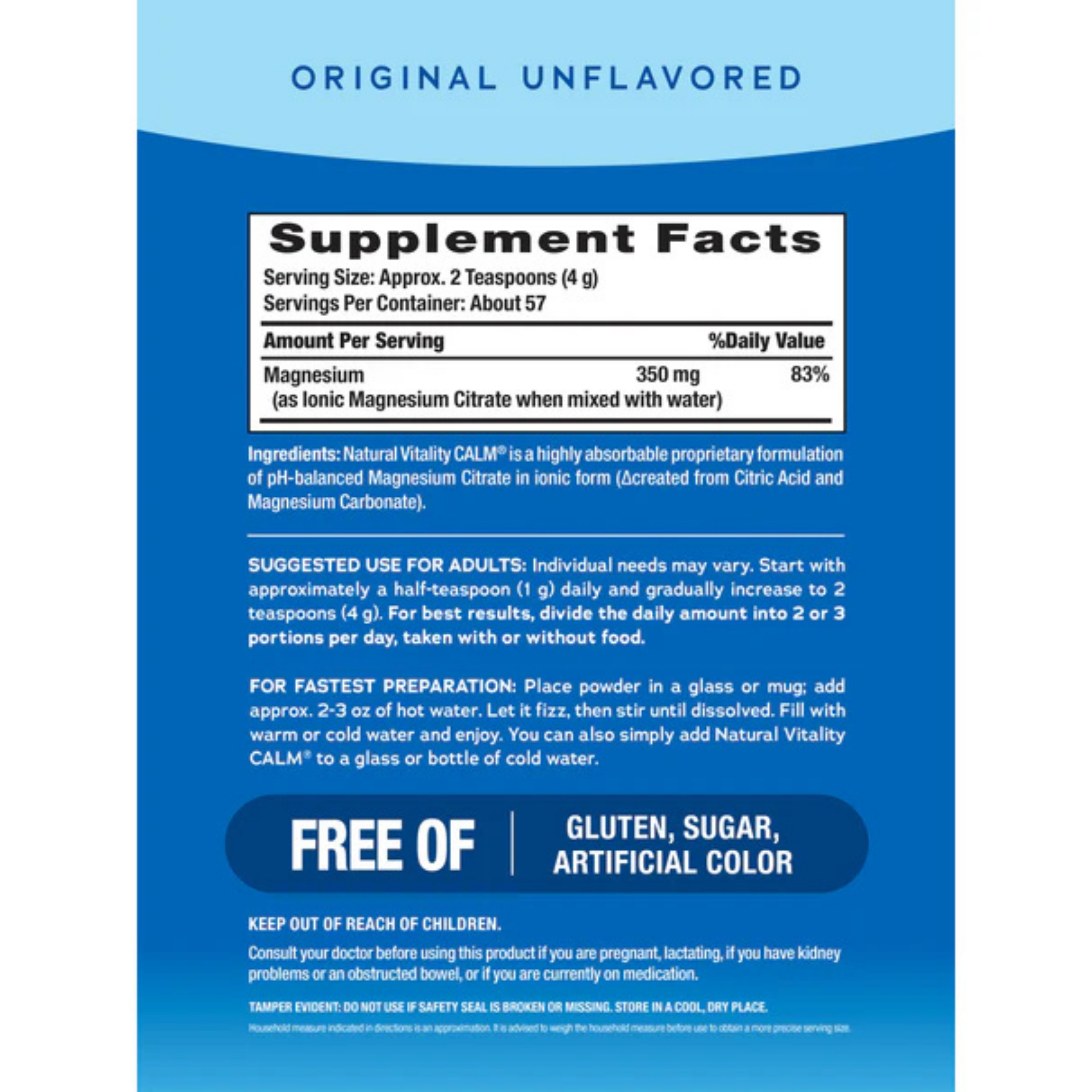 Natural Vitality, CALM, Relaxing Drink Mix, Original Unflavored, 8 oz, 227 g