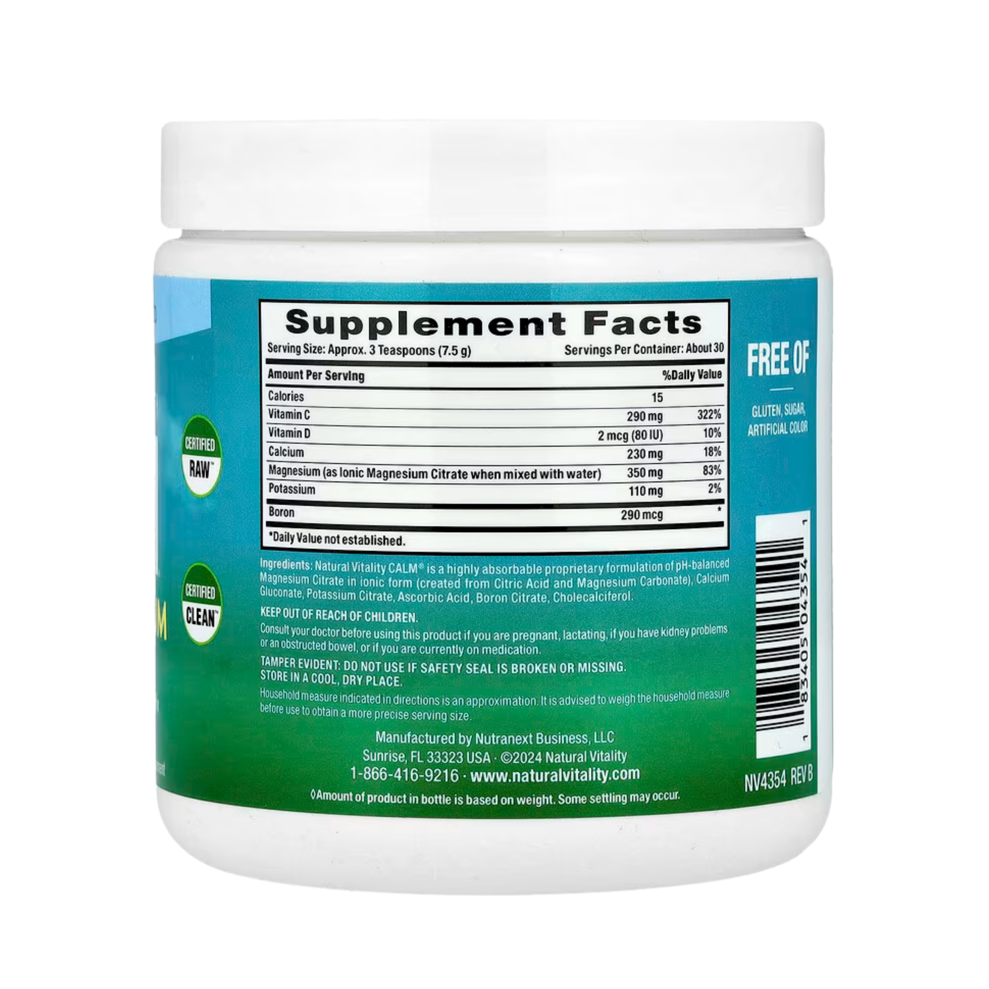 Natural Vitality, CALM, Plus Calcium, Magnesium-Calcium Drink Mix, Original Unflavored, 8 oz, 227 g