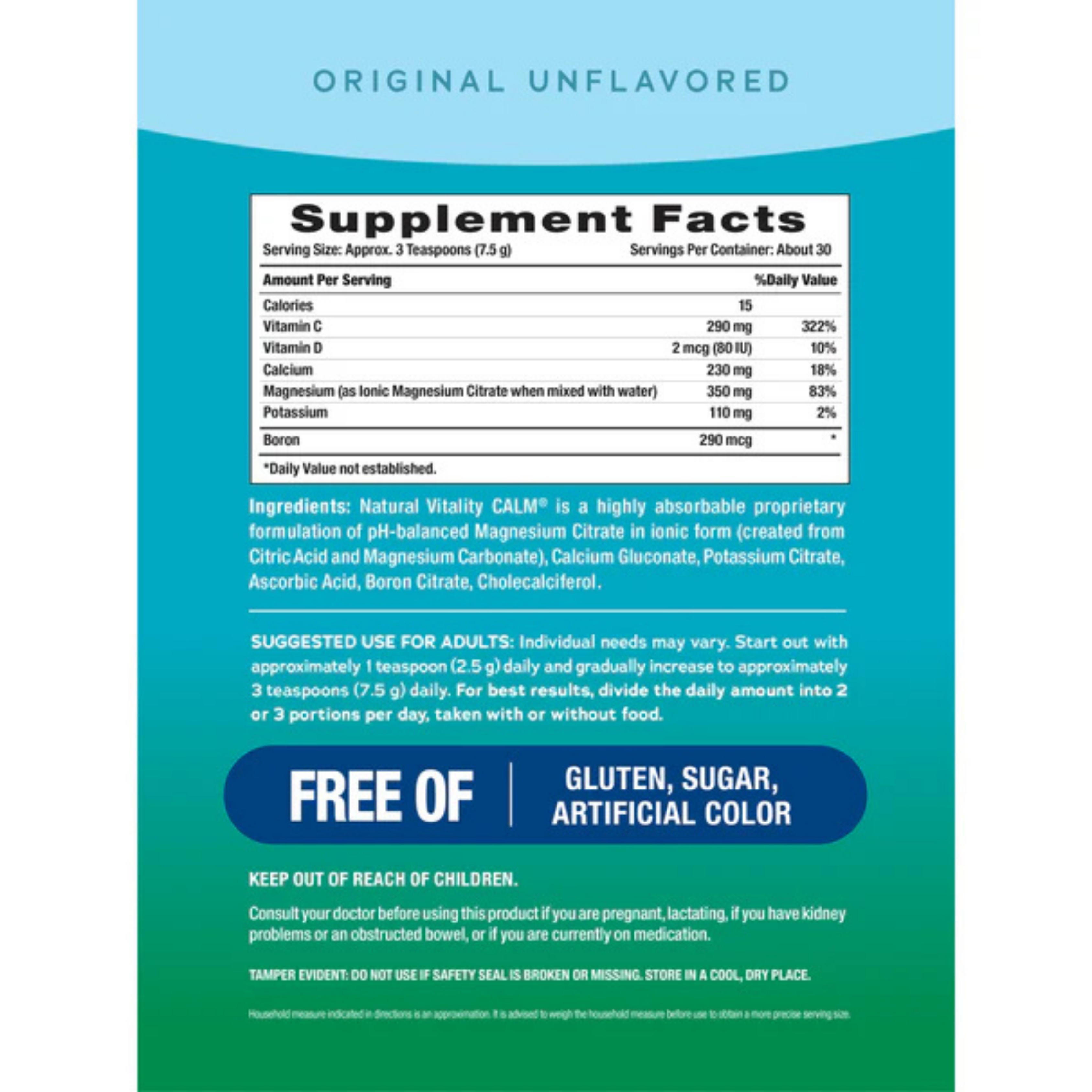 Natural Vitality, CALM, Plus Calcium, Magnesium-Calcium Drink Mix, Original Unflavored, 8 oz, 227 g