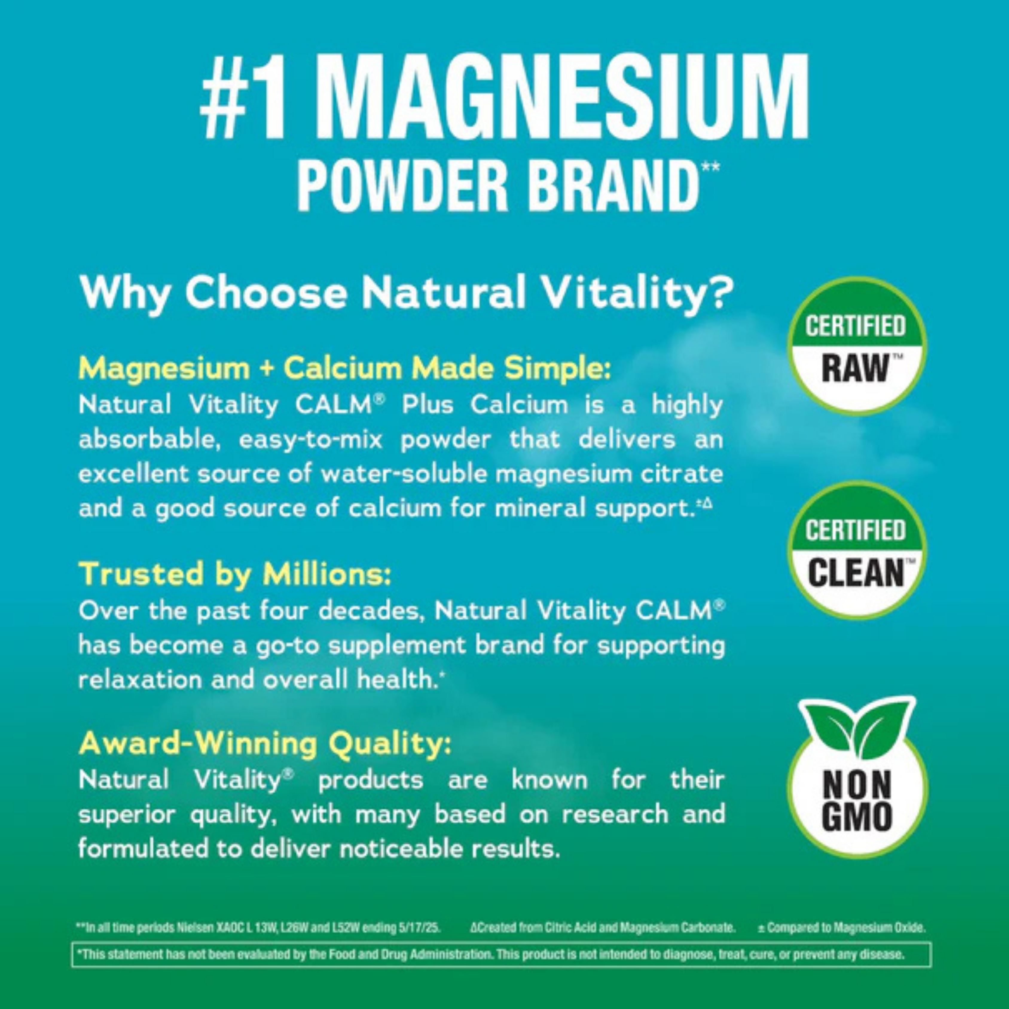 Natural Vitality, CALM, Plus Calcium, Raspberry-Lemon, 8 oz, 227 g