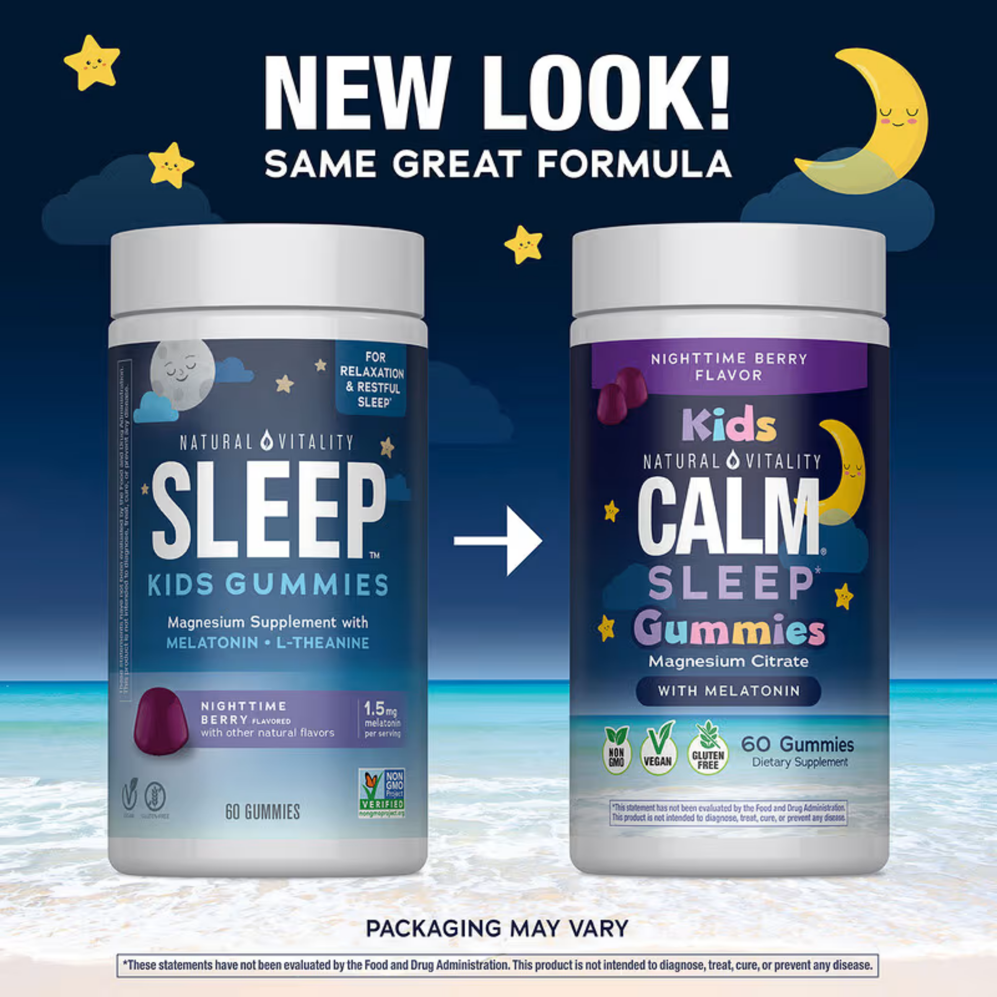 Natural Vitality, CALM, Kids Sleep Gummies With Melatonin, Nighttime Berry, 60 Gummies