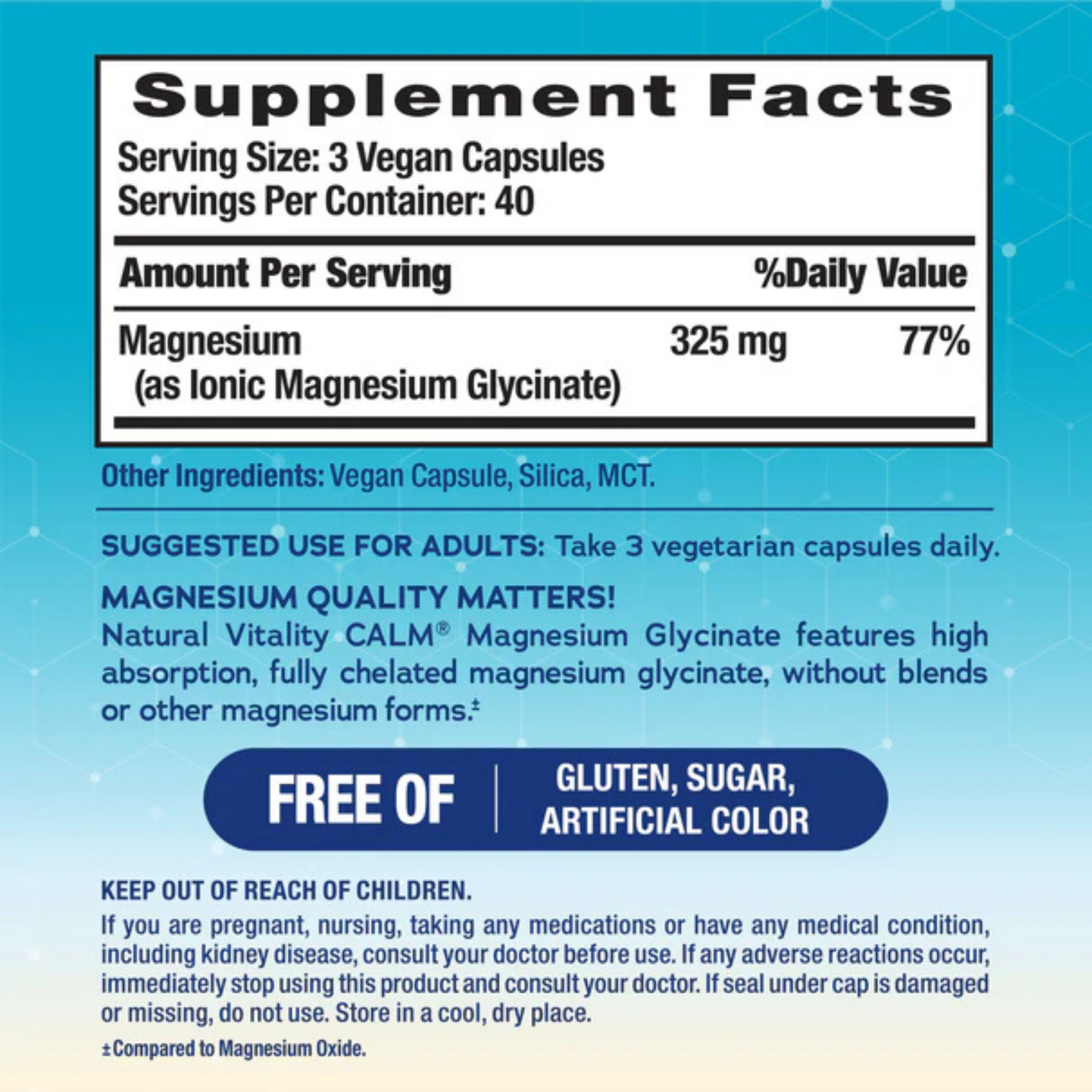 Natural Vitality, CALM, Magnesium Glycinate, 325 mg, 120 Vegan Capsules