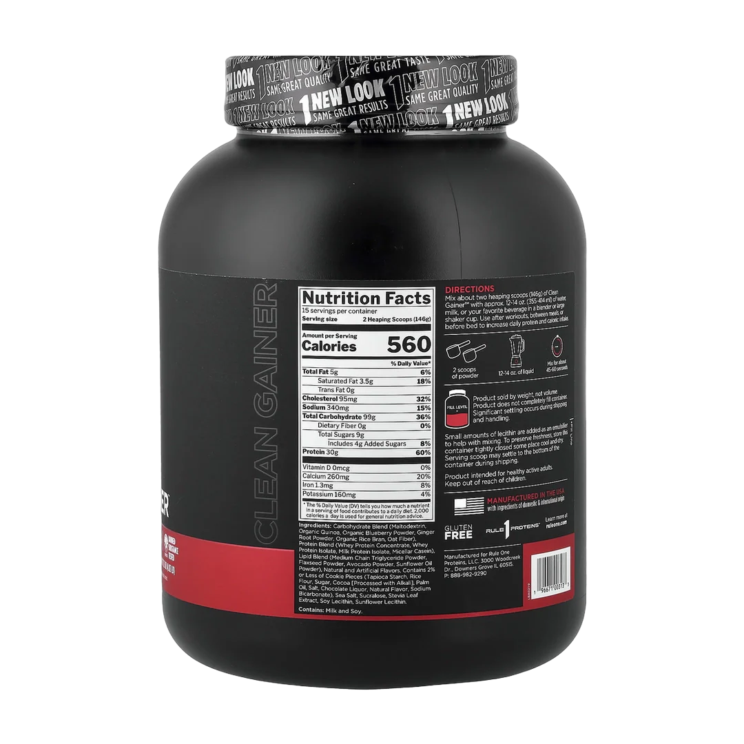 Rule One Proteins, Clean Gainer™, Cookies & Cream, 4.83 lb (2.19 kg)