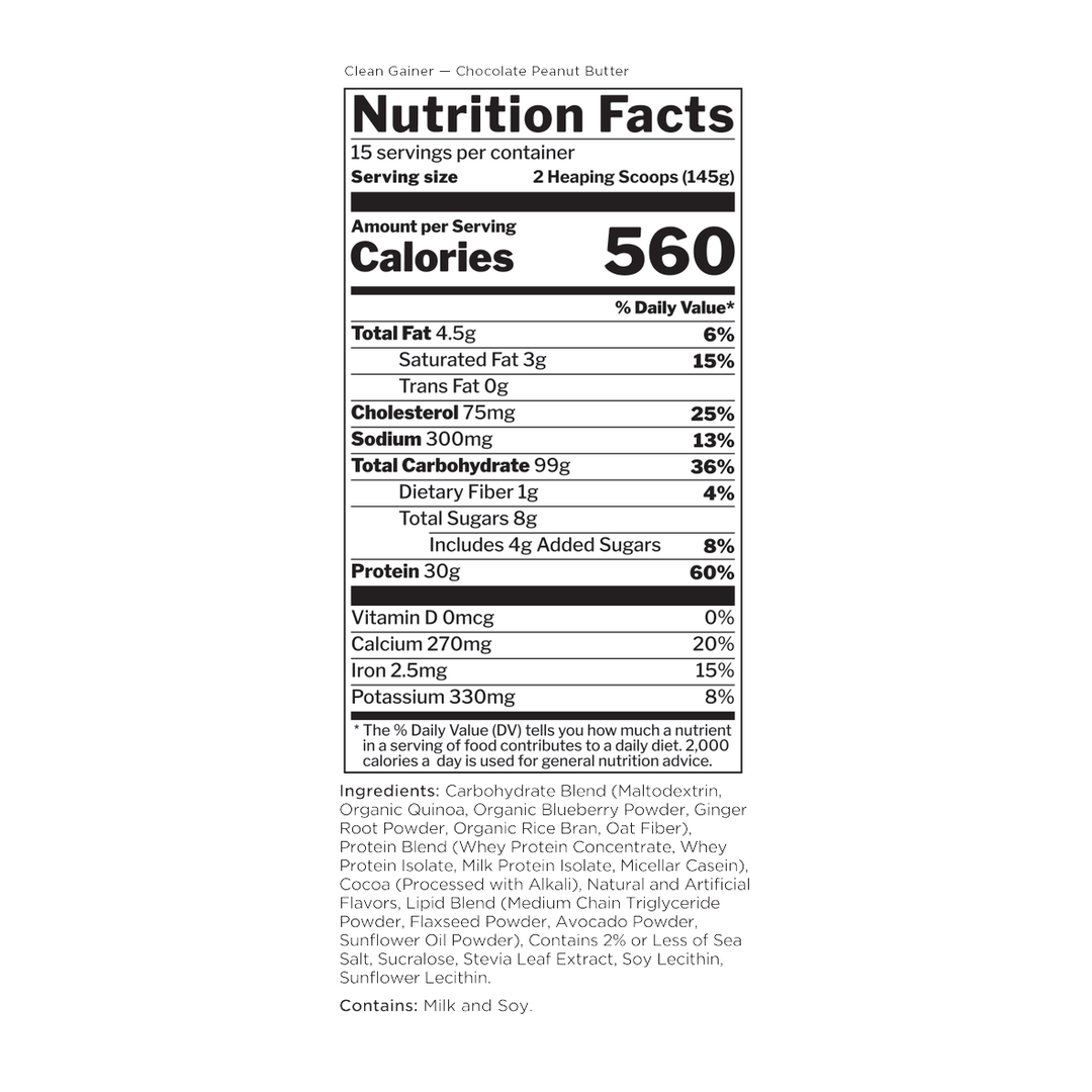 Rule One Proteins, Clean Gainer™, Chocolate Peanut Butter, 4.8 lb (2.18 kg)