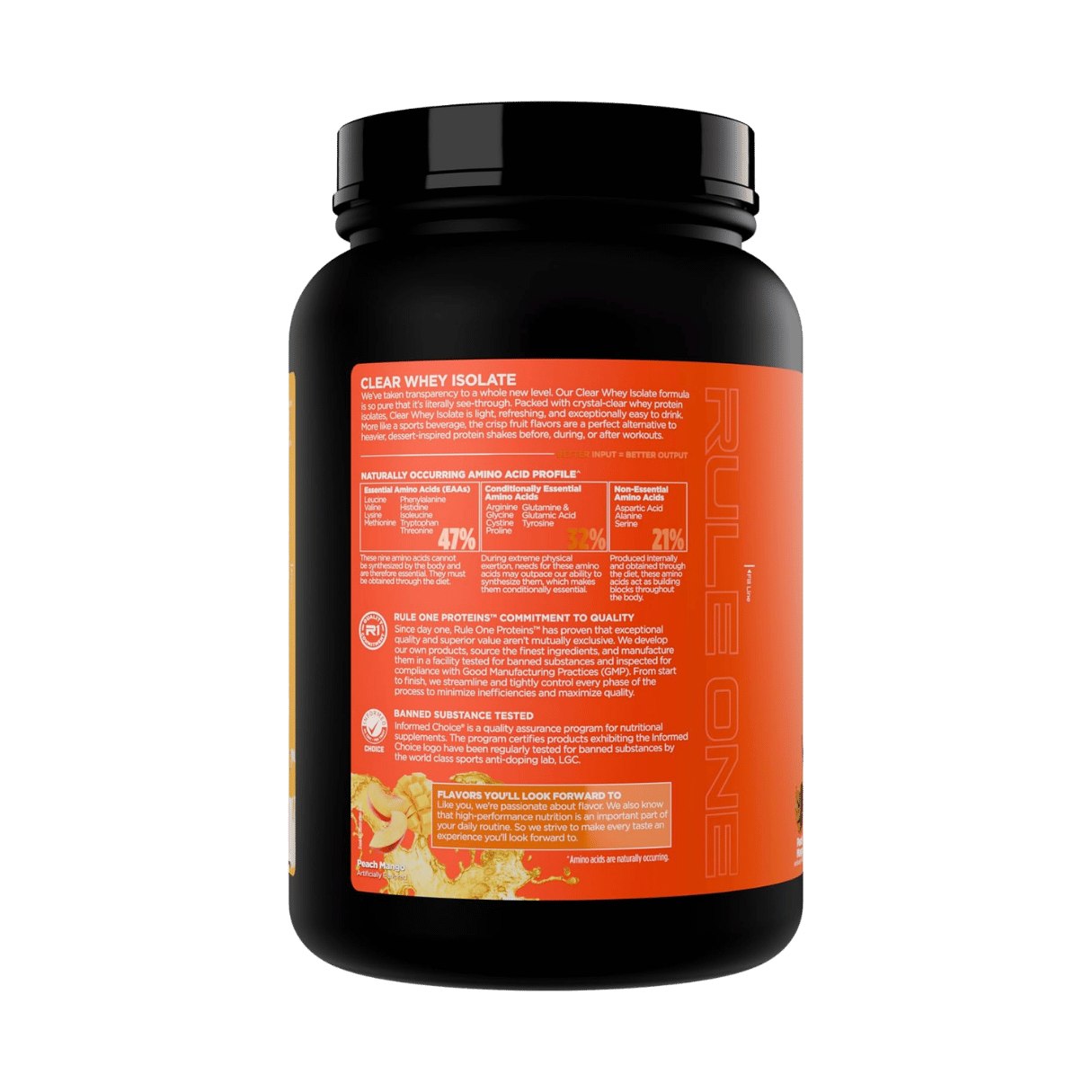 Rule One Proteins, Clear Whey Isolate, Peach Mango, 1.52 lb (689 g)