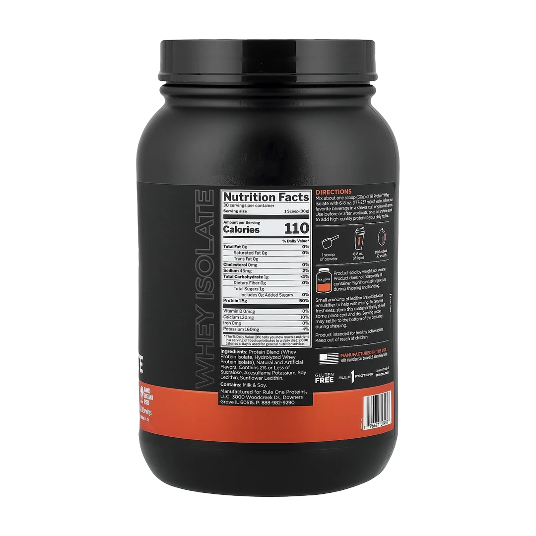 Rule One Proteins, R1 Protein™ Whey Isolate, Vanilla Creme, 1.98 lb (900 g)