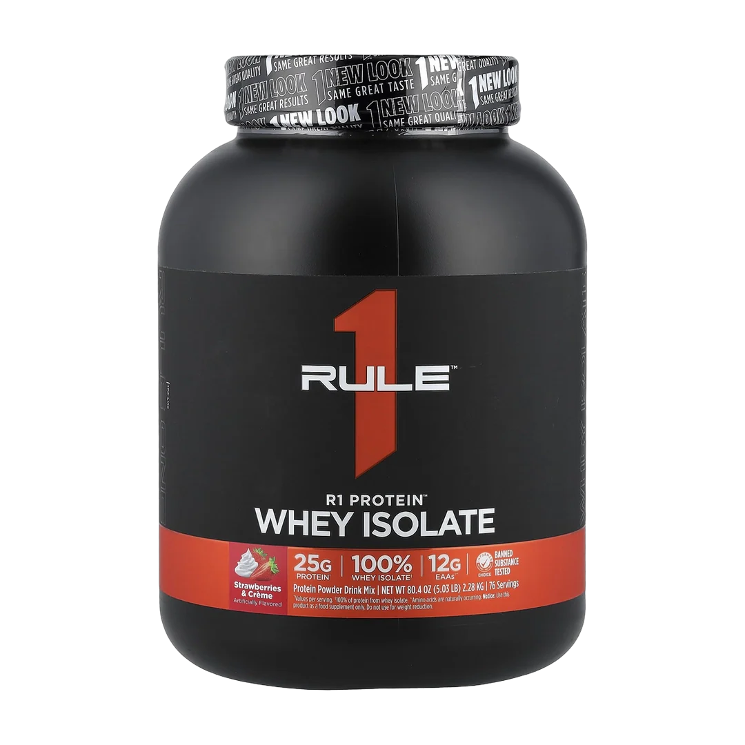 Rule One Proteins, R1 Protein™ Whey Isolate, Strawberries & Creme, 5.03 lbs (2.28 kg)
