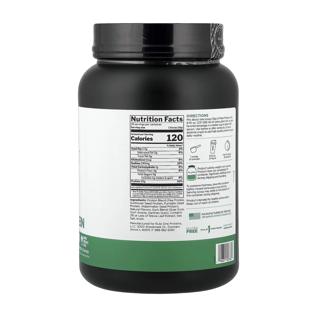 Rule One Proteins, Plant Protein, Pure Vanilla, 1.37 lb (620 g)
