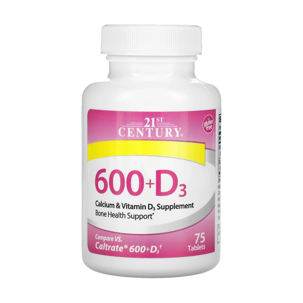 21st Century, 600+D3, Calcium & Vitamin D3 Supplement, 75 Tablets