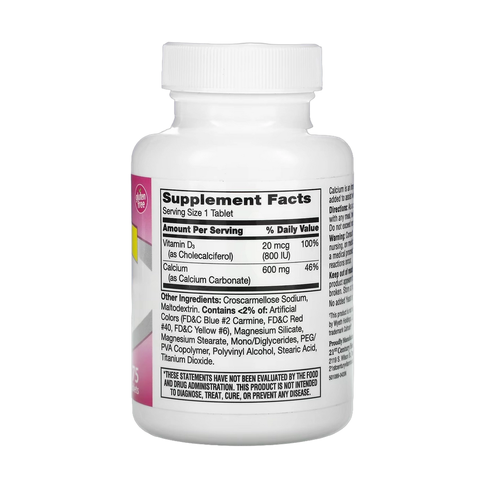 21st Century, 600+D3, Calcium & Vitamin D3 Supplement, 75 Tablets