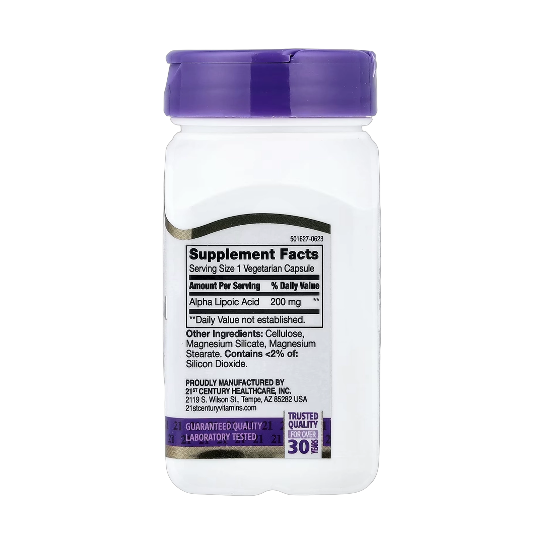 21st Century, Alpha Lipoic Acid, 200 mg, 60 Vegetarian Capsules