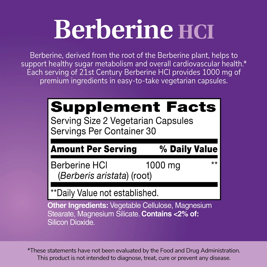 21st Century, Berberine HCI, 60 Vegetarian Capsules