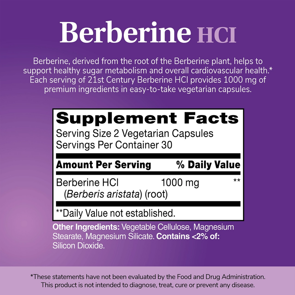 21st Century, Berberine HCI, 60 Vegetarian Capsules