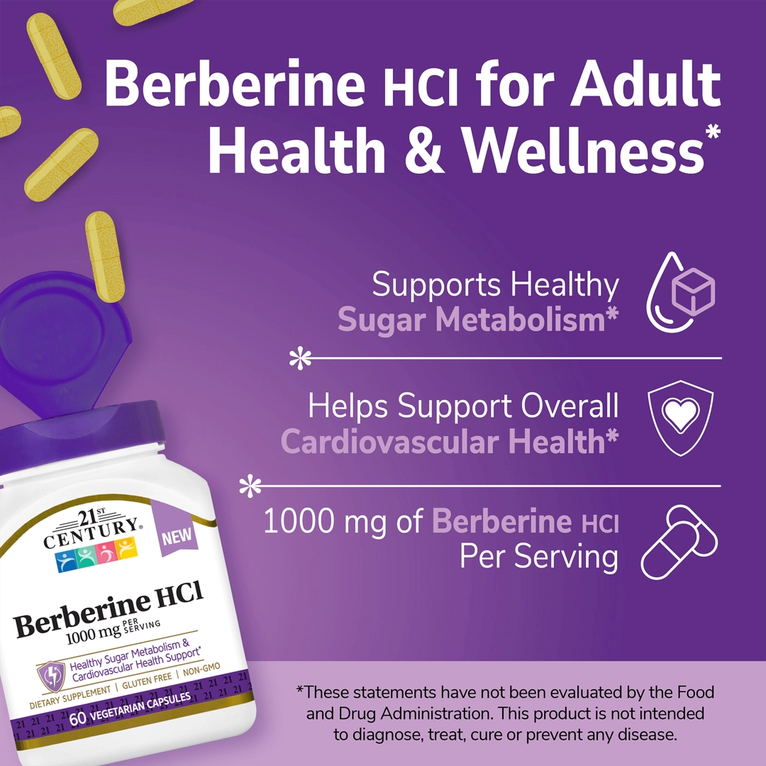 21st Century, Berberine HCI, 60 Vegetarian Capsules