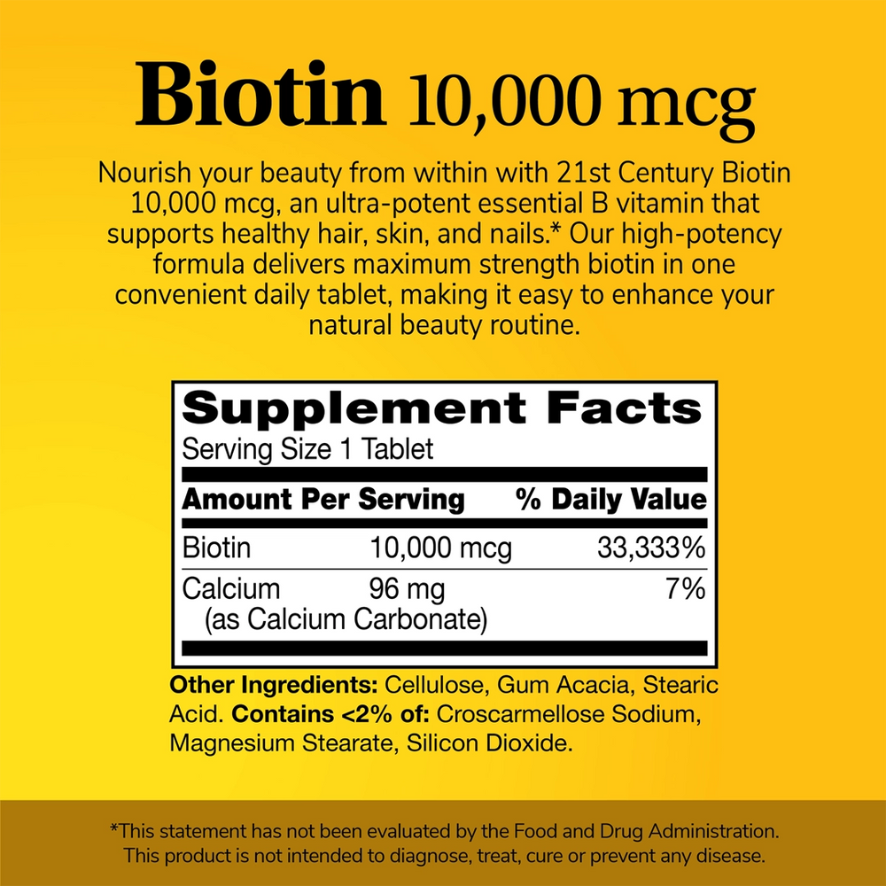 21st Century, Biotin, 10,000 mcg, 120 Tablets