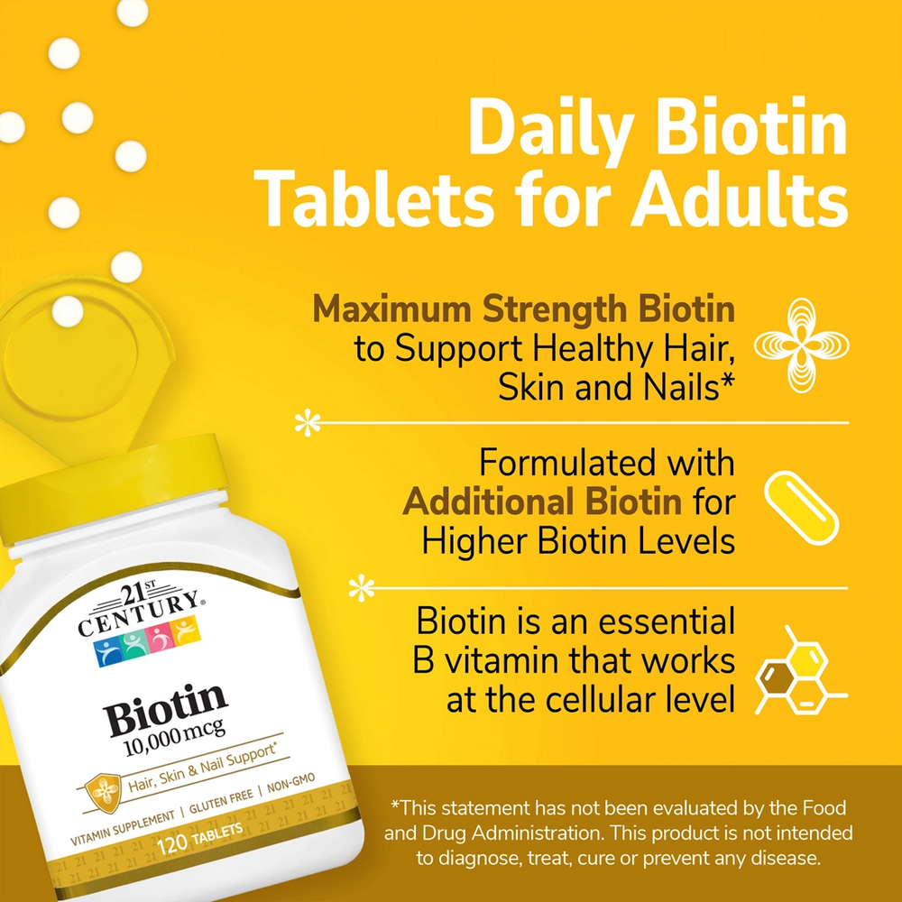 21st Century, Biotin, 10,000 mcg, 120 Tablets