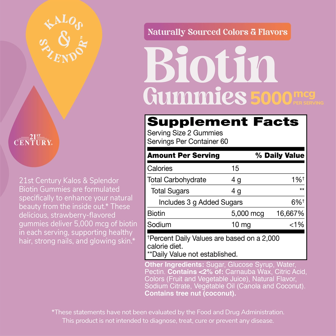 21st Century, Biotin Gummies, Strawberry, 5,000 mcg, 120 Gummies
