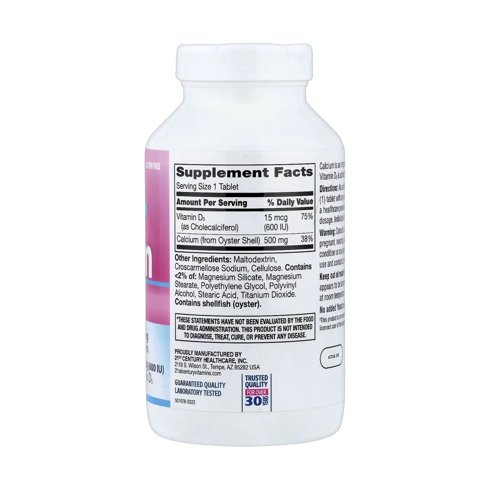 21st Century, Calcium 500 + D3, 400 Tablets