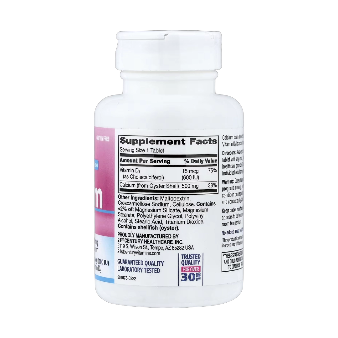 21st Century, Calcium 500 + D3, 90 Tablets