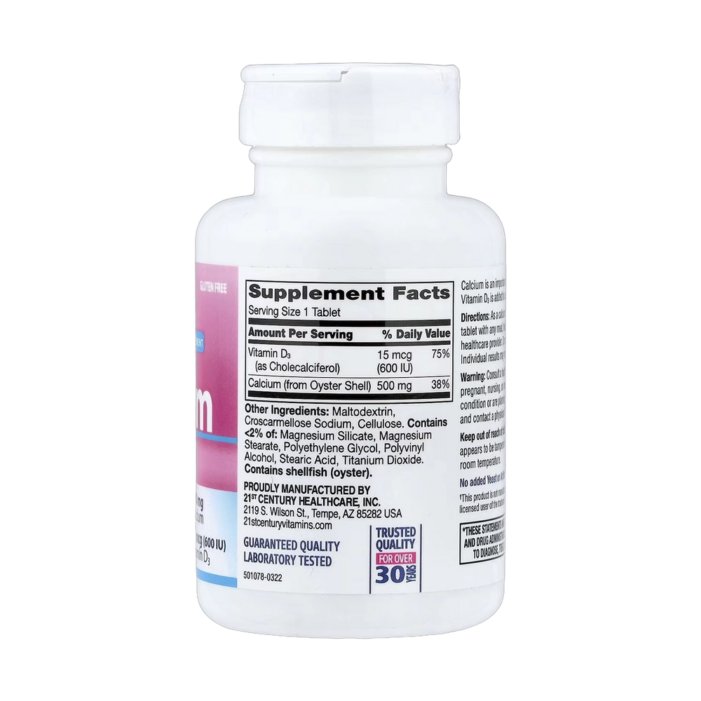 21st Century, Calcium 500 + D3, 90 Tablets