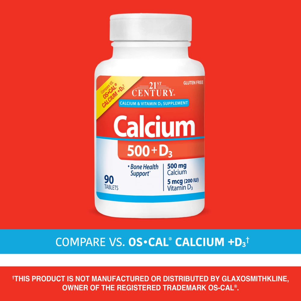 21st Century, Calcium 500 + D3, 90 Tablets