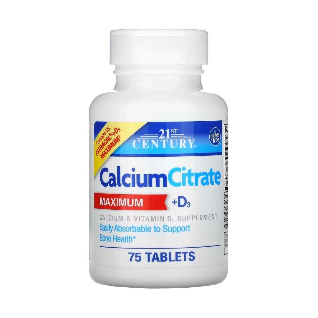 21st Century, Calcium Citrate + D3 Maximum, 75 Tablets