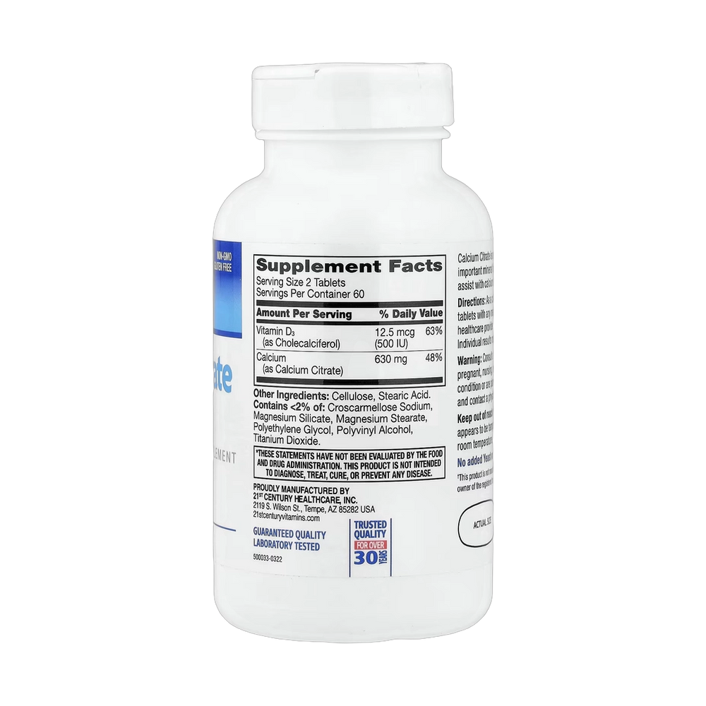 21st Century, Calcium Citrate Maximum + D3, 120 Tablets