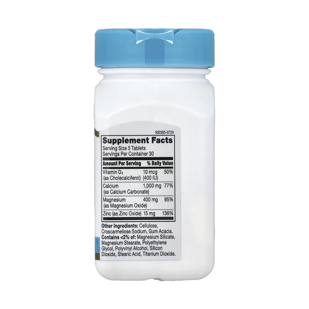 21st Century, Calcium Magnesium Zinc + D3, 90 Tablets