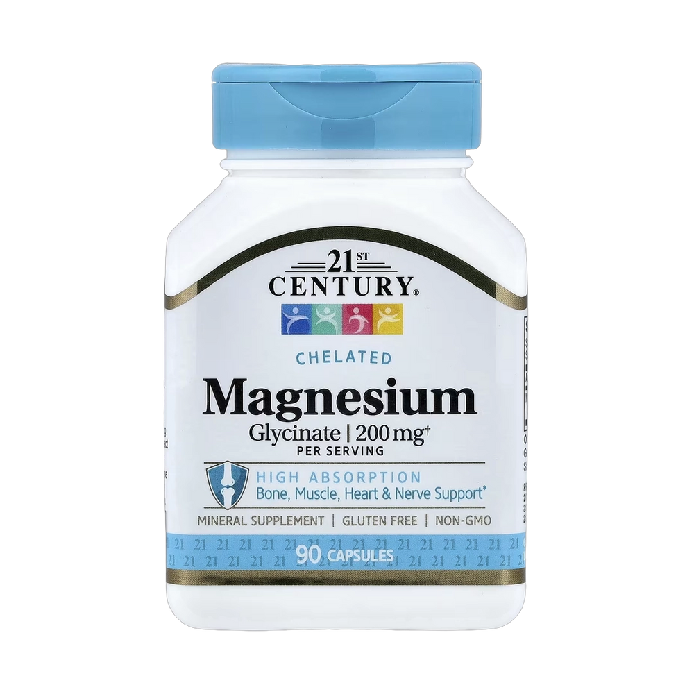 21st Century, Chelated Magnesium Glycinate, 90 Capsules, (100 mg per Capsule)