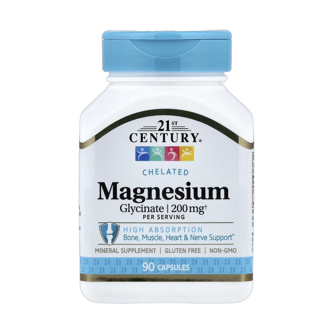 21st Century, Chelated Magnesium Glycinate, 90 Capsules, (100 mg per Capsule)