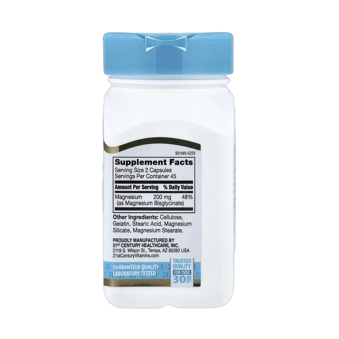 21st Century, Chelated Magnesium Glycinate, 90 Capsules, (100 mg per Capsule)