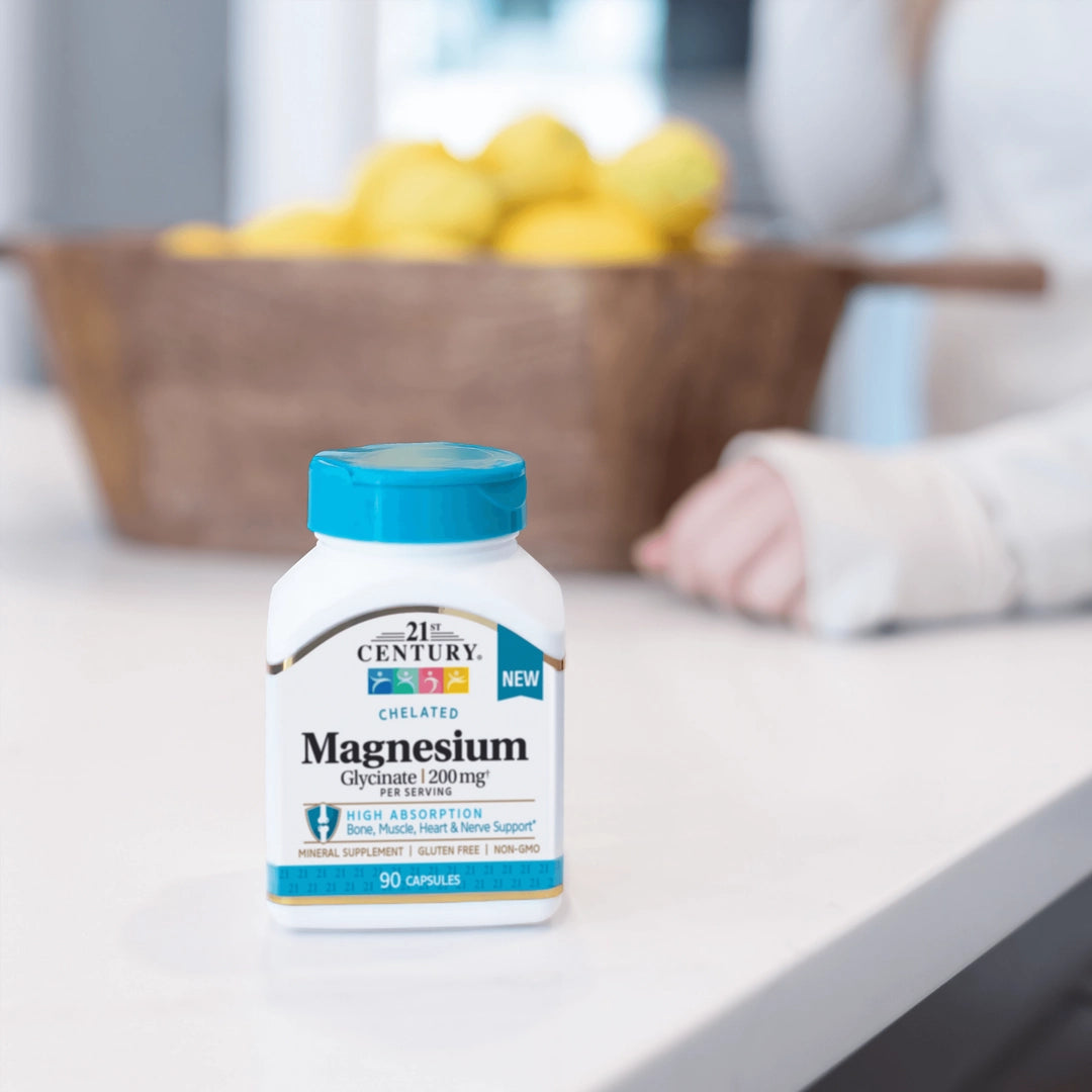 21st Century, Chelated Magnesium Glycinate, 90 Capsules, (100 mg per Capsule)