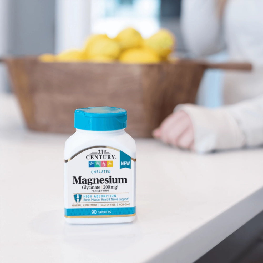 21st Century, Chelated Magnesium Glycinate, 90 Capsules, (100 mg per Capsule)