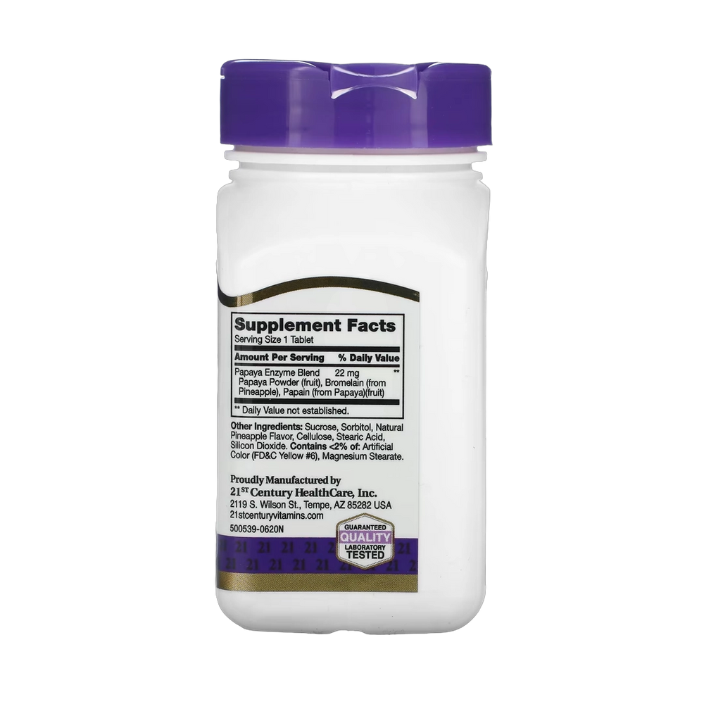 21st Century, Chewable Papaya Enzyme, 100 Tablets