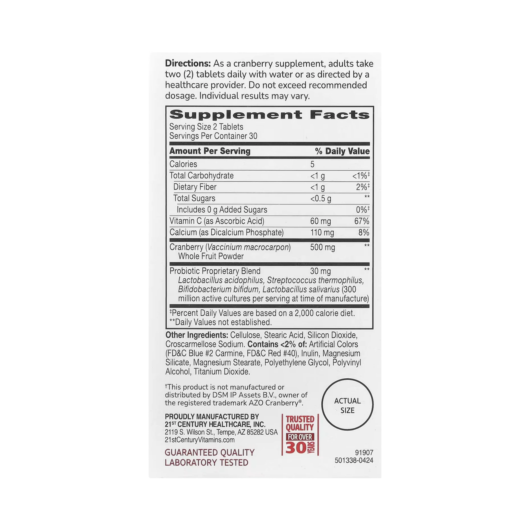 21st Century, Cranberry Plus Probiotic, 60 Tablets