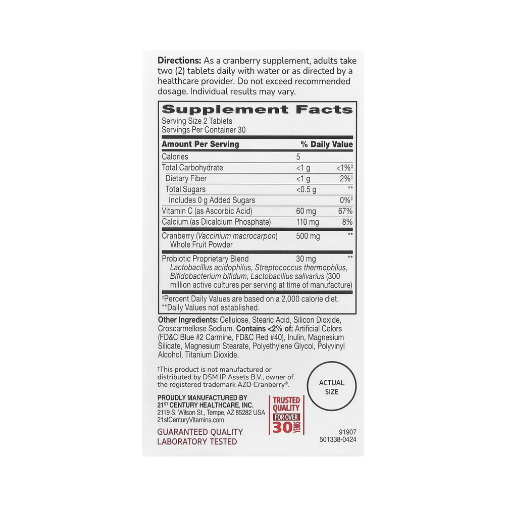 21st Century, Cranberry Plus Probiotic, 60 Tablets