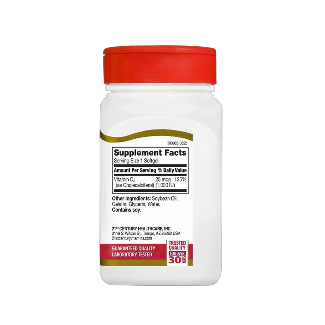 21st Century, D3, 25 mcg (1000 IU), 110 Tablets