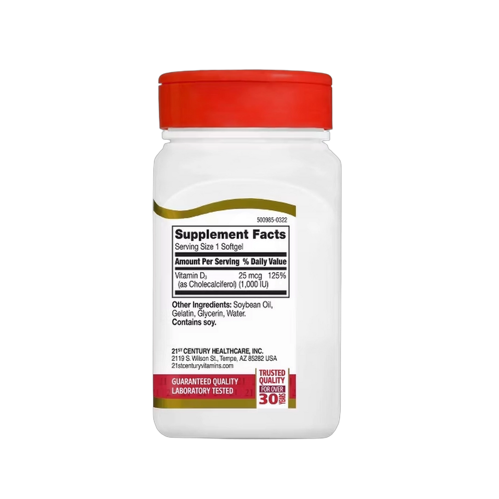 21st Century, D3, 25 mcg (1000 IU), 110 Tablets