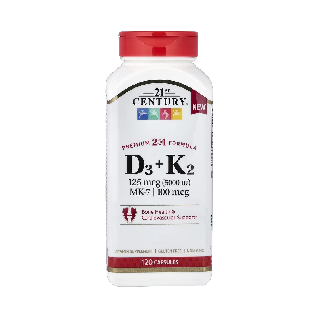 21st Century, D3 + K2, 120 Capsules