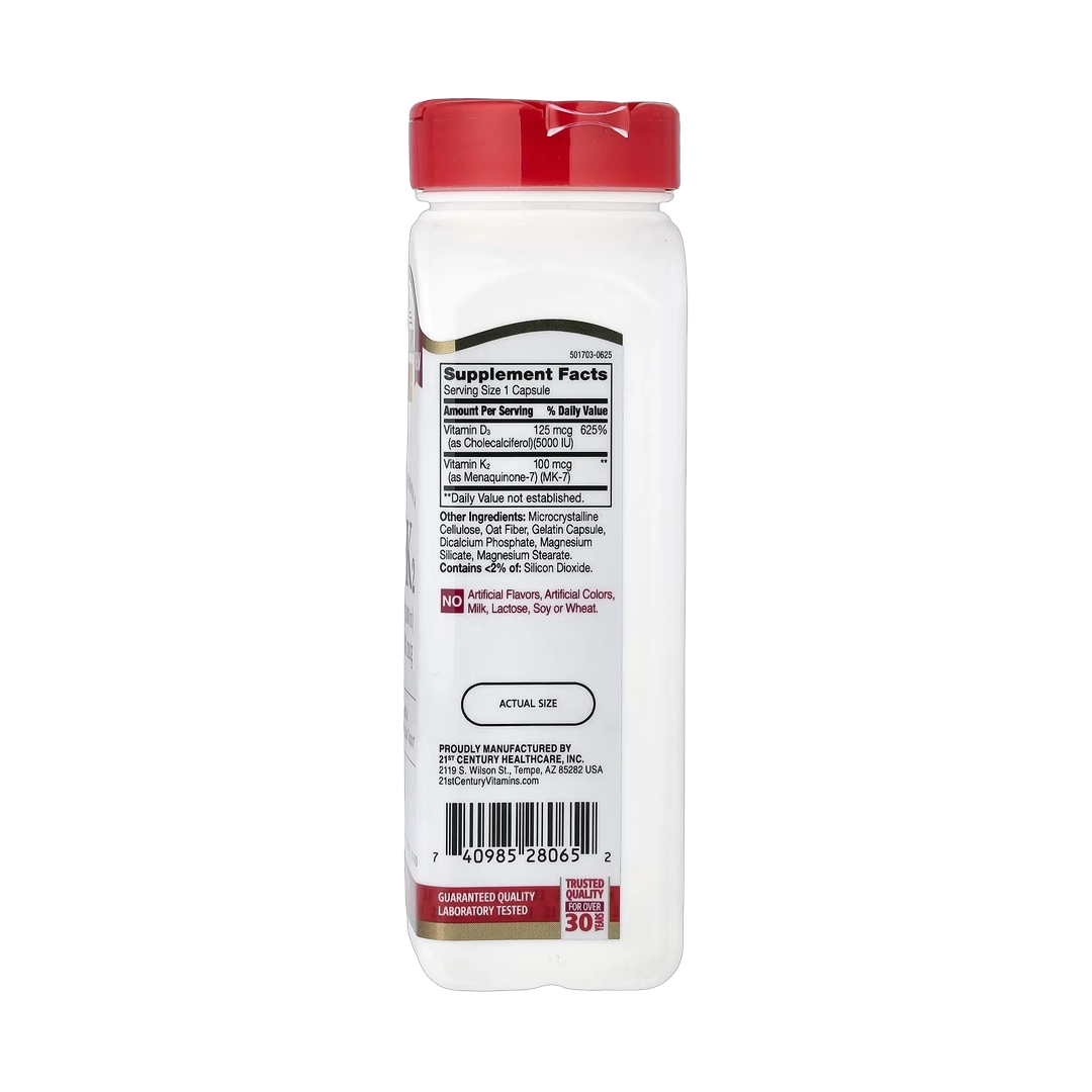 21st Century, D3 + K2, 120 Capsules