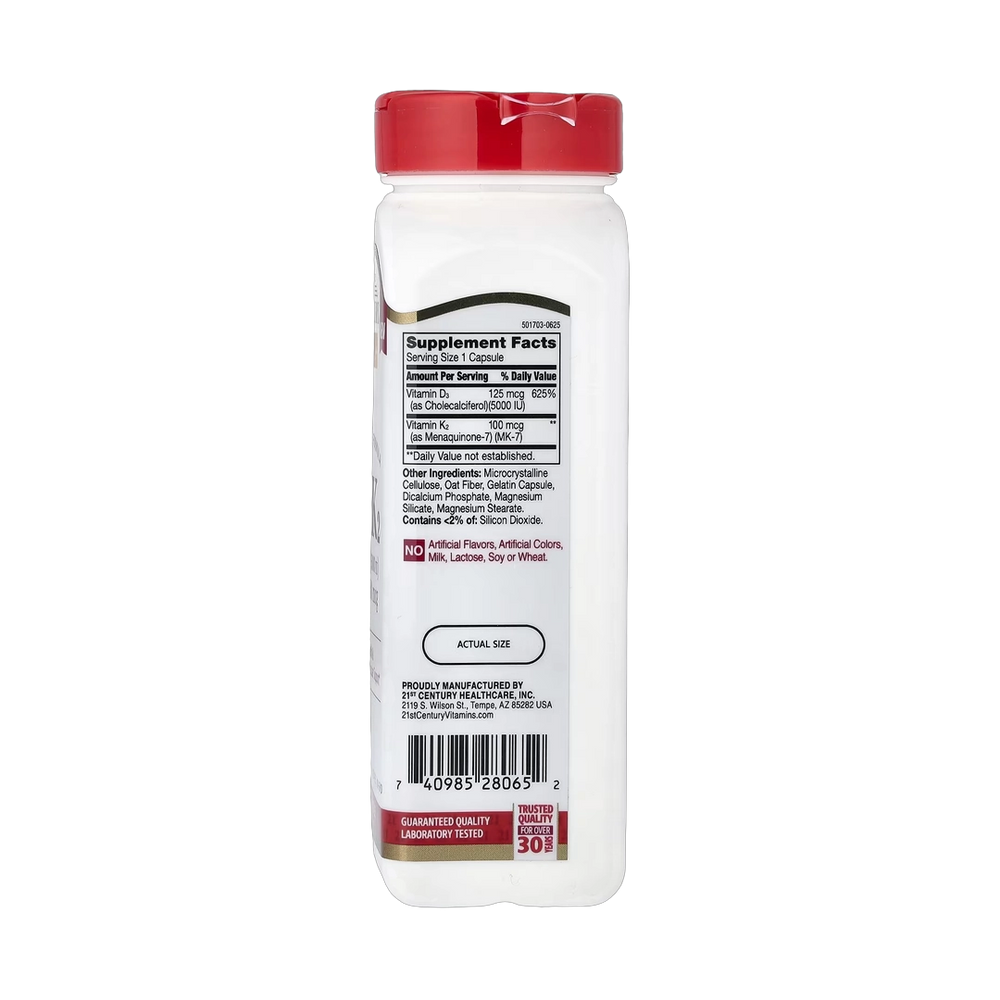 21st Century, D3 + K2, 120 Capsules
